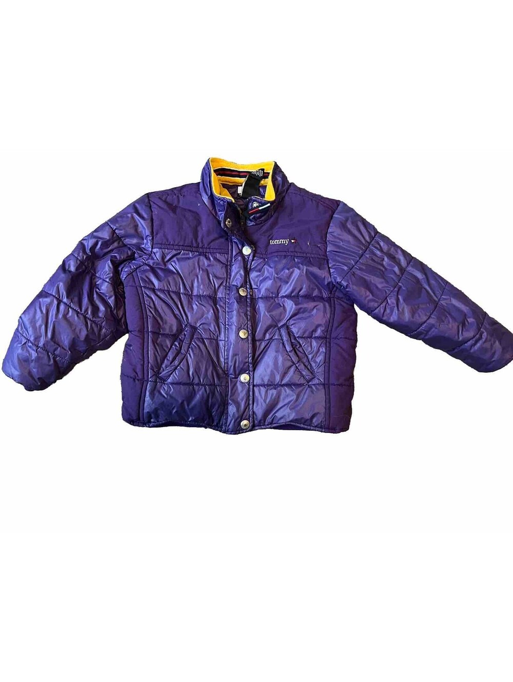 Tommy Hilfiger Girl Purple Lined Hooded Puffer Jacket  Coat 5/6 Vintage 1998